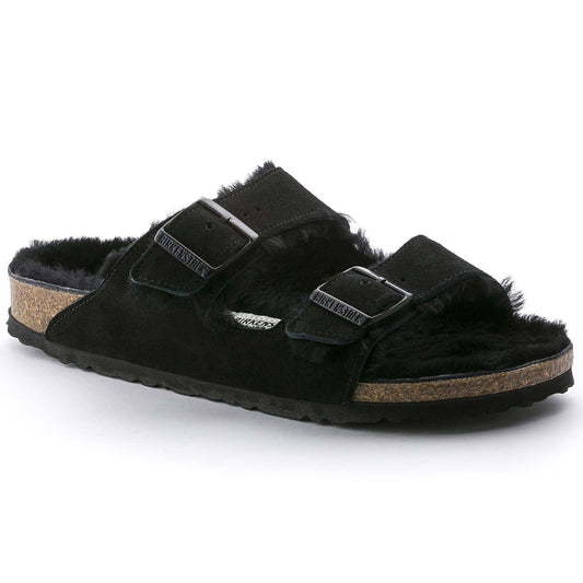Sandali Arizona Shearling Birkenstock 0752663 in camoscio nero