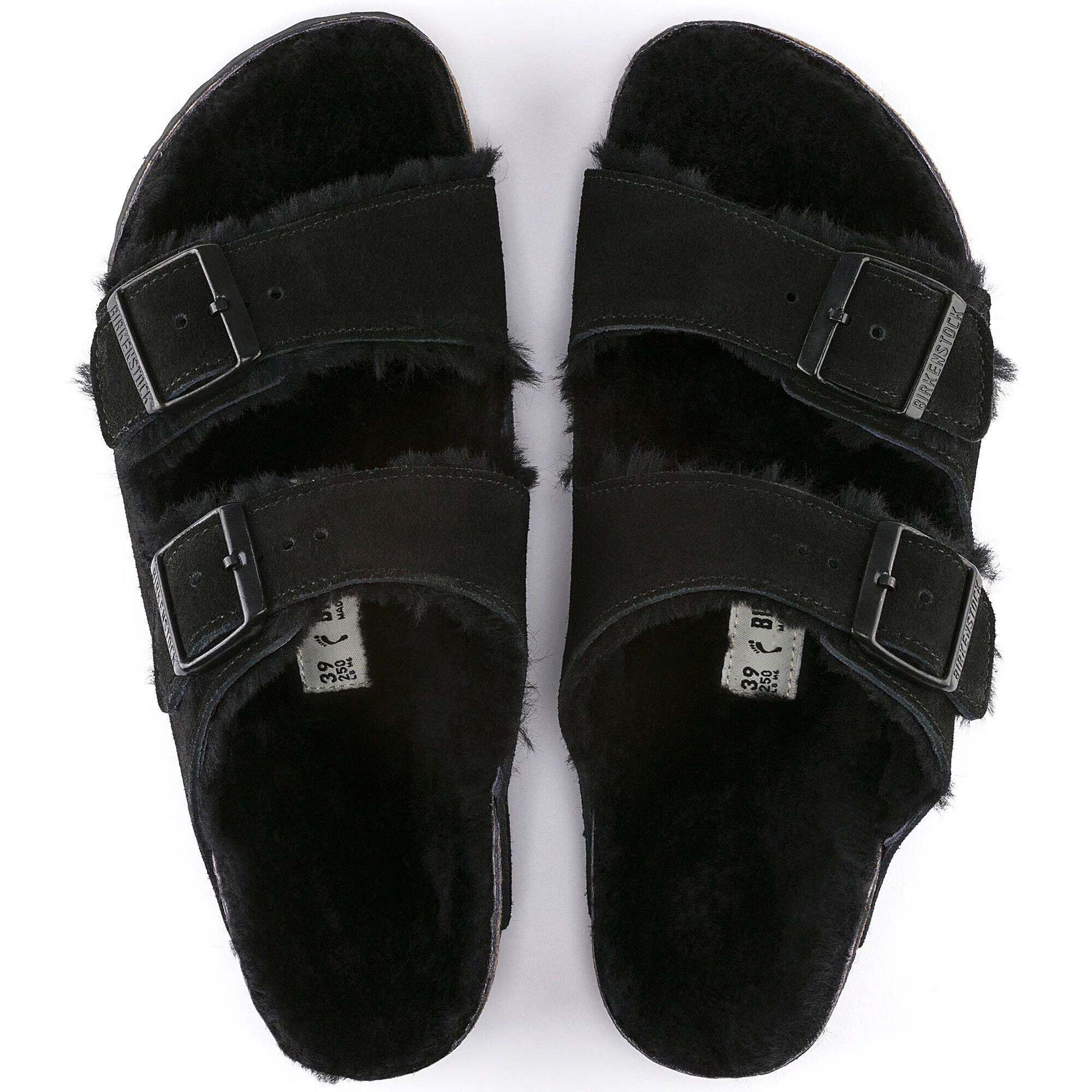Sandali Arizona Shearling Birkenstock 0752663 in camoscio nero