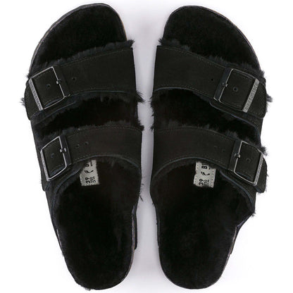 Sandali Arizona Shearling Birkenstock 0752663 in camoscio nero