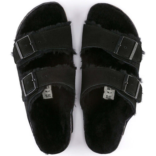 Sandali Arizona Shearling Birkenstock 0752663 in camoscio nero