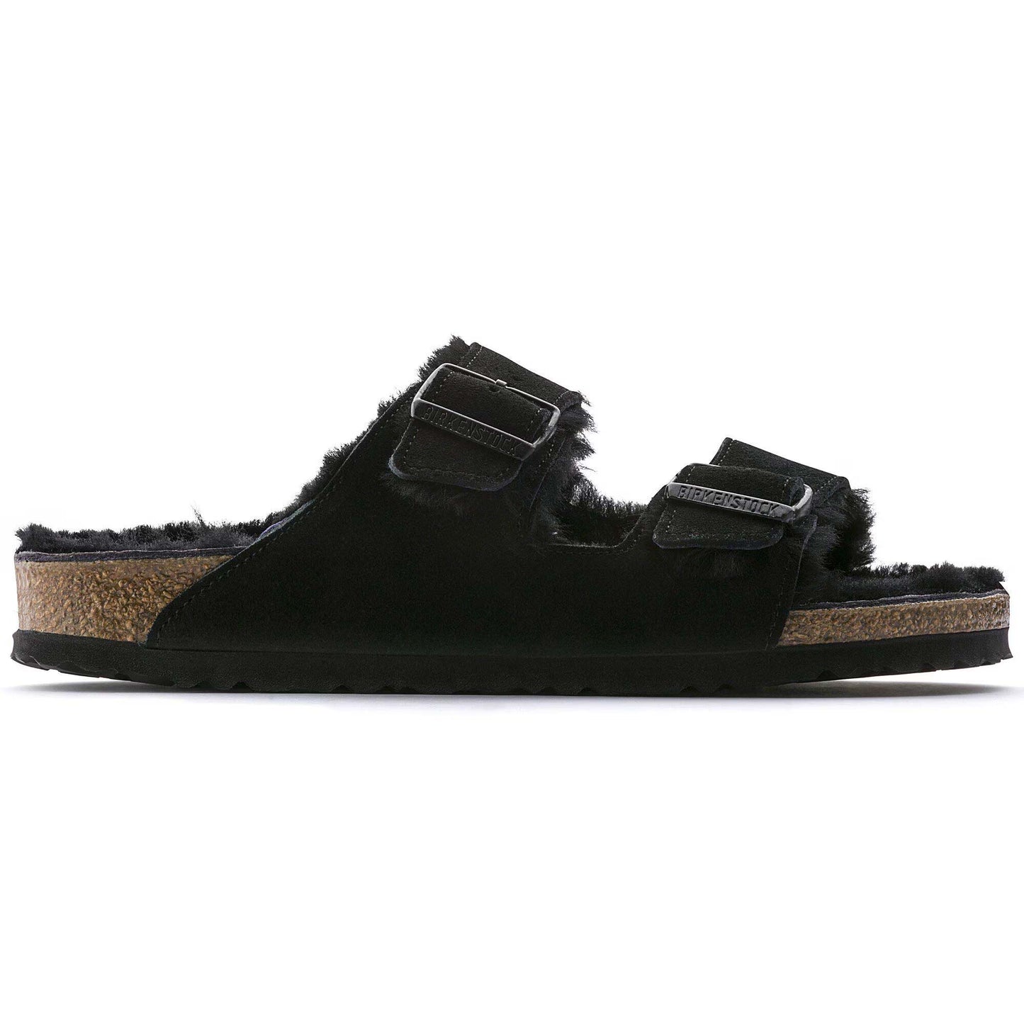 Sandali Arizona Shearling Birkenstock 0752663 in camoscio nero