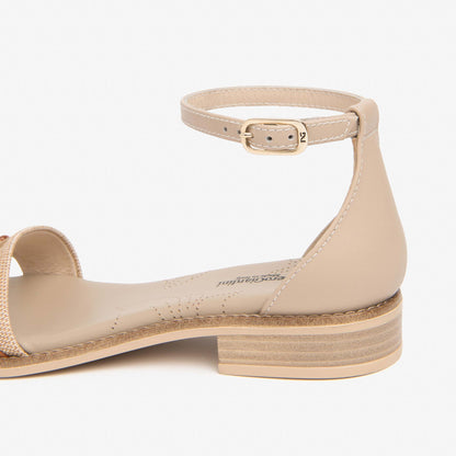 Sandali Nero Giardini Donna Tacco Basso in Pelle e Paglia | E615897D-420