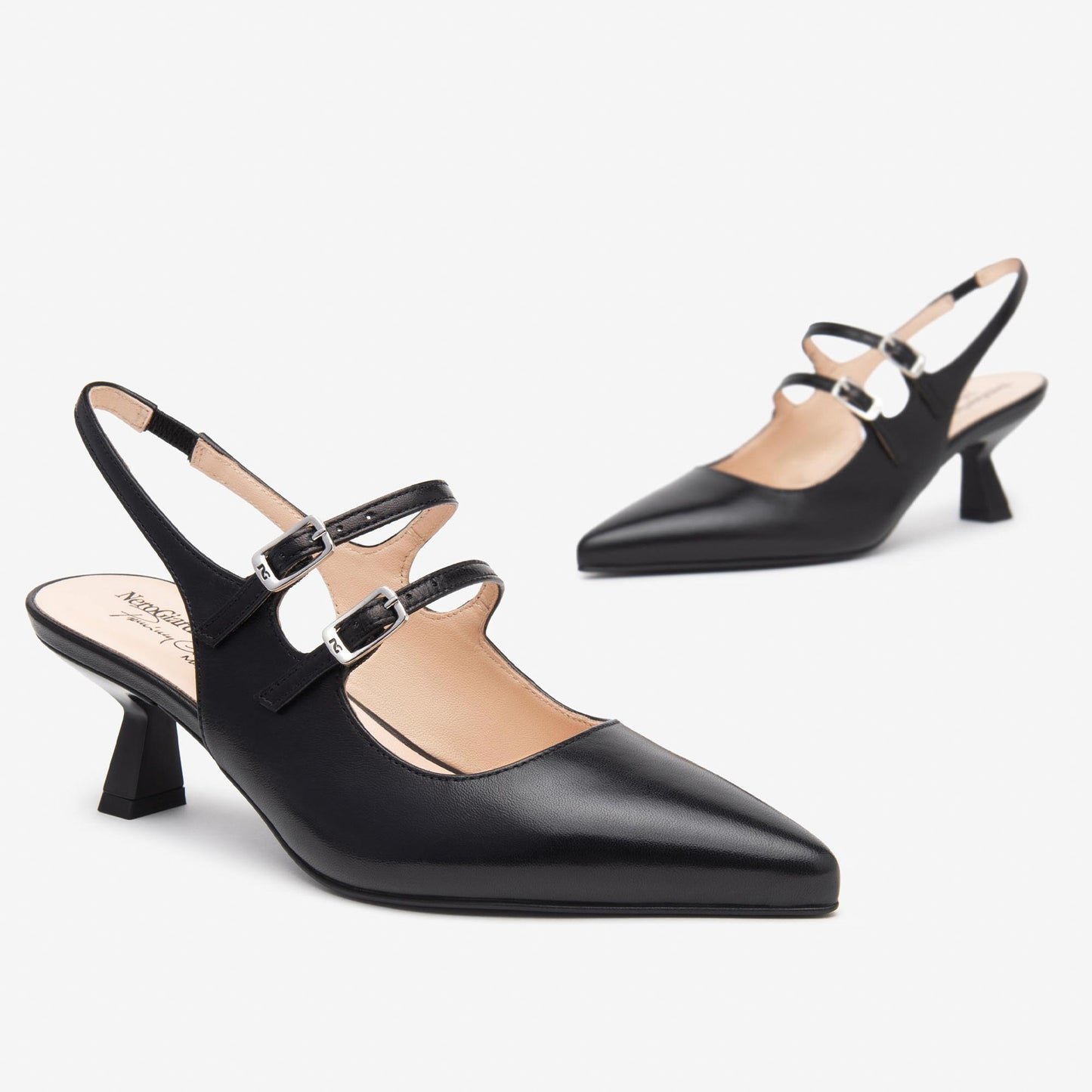 Sling-Back NeroGiardini Donna Pelle E615410-100 | Décolleté Tacco 5 cm