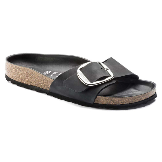 Sandali Birkenstock Madrid Big Buckle in pelle nera 1006523