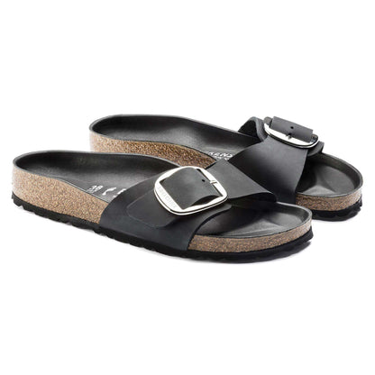 Sandali Birkenstock Madrid Big Buckle in pelle nera 1006523