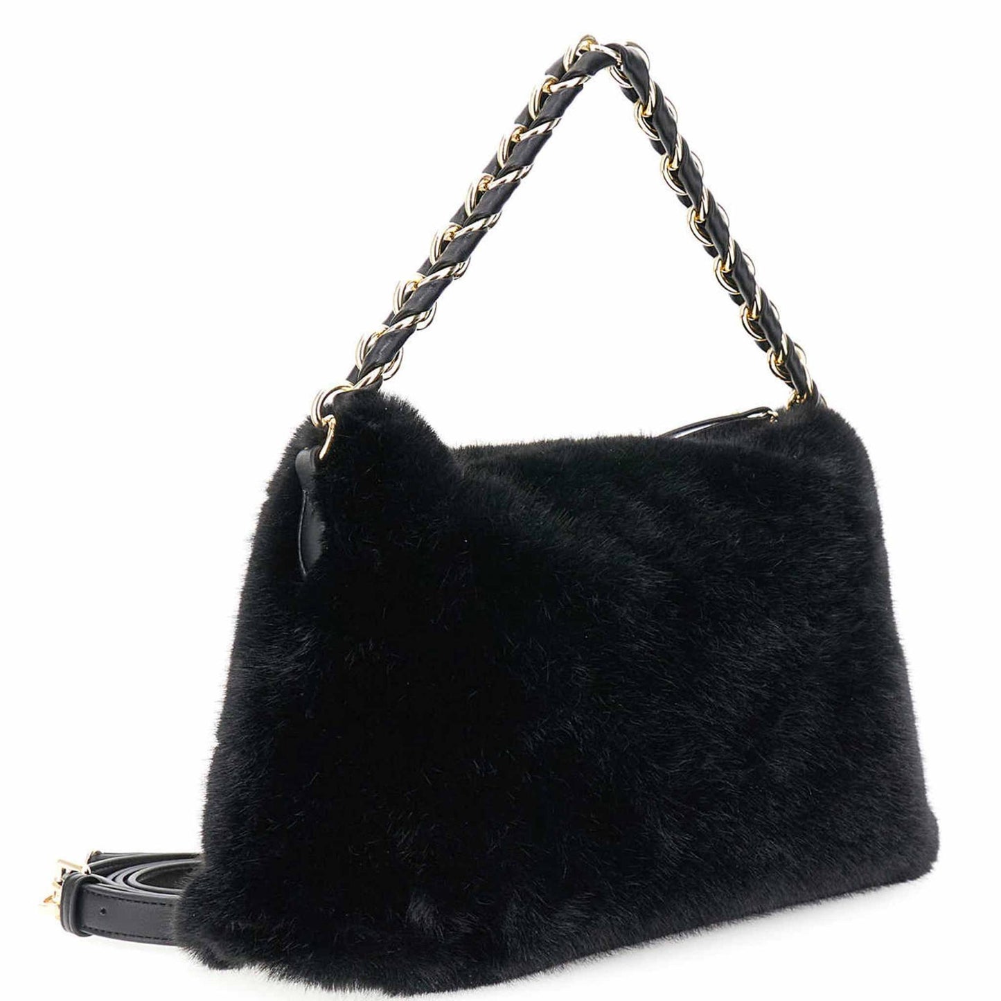 Borsa a spalla CafèNoir NB0906  in ecopelliccia nera