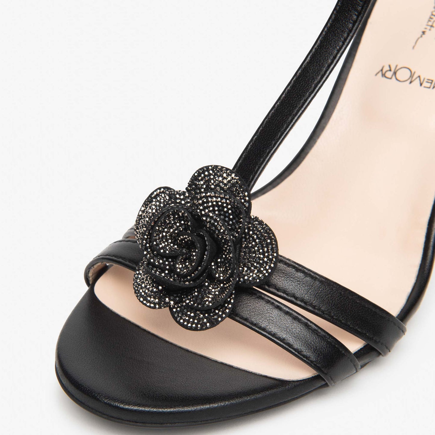 Sandali NeroGiardini Donna Tacco Alto E615642-100 in Pelle | Eleganti con Fiore