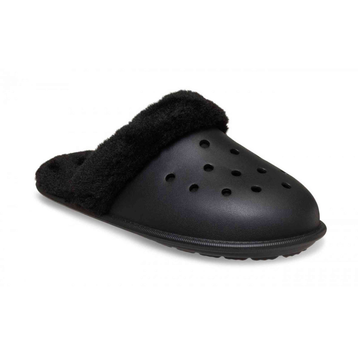 Sabot Classic Fuzz Scuff Crocs nero pelliccia ecologica 212143