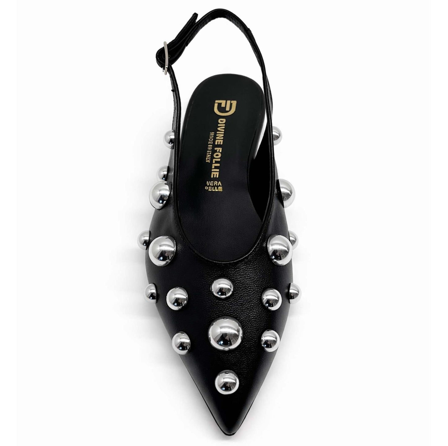 Ballerine Divine Follie "Delia" 2381/PEB4 Donna Pelle Borchiata Nero | Comoda e di Tendenza