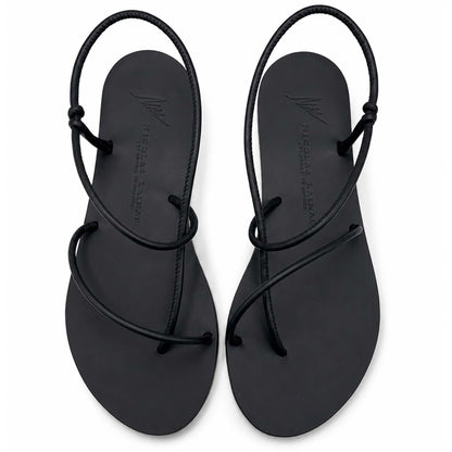 Sandali flat Nicolas Lainas 67G in Pelle Nero | Tacco Basso Comodo