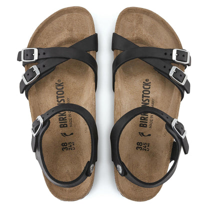 Sandali Birkenstock Kumba Waxy donna in pelle nera | Calzata Stretta 1021487