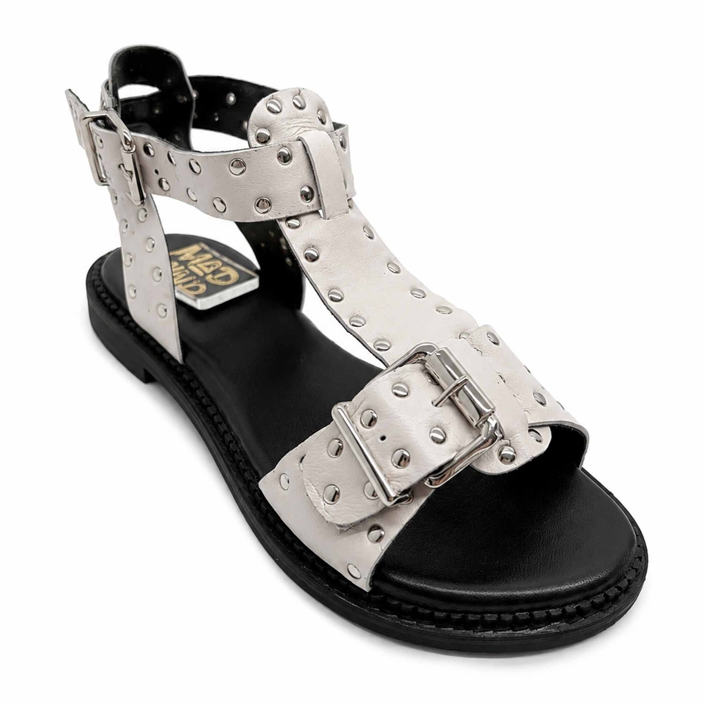Sandalo Mad Mind 150005 donna bianco borchiato