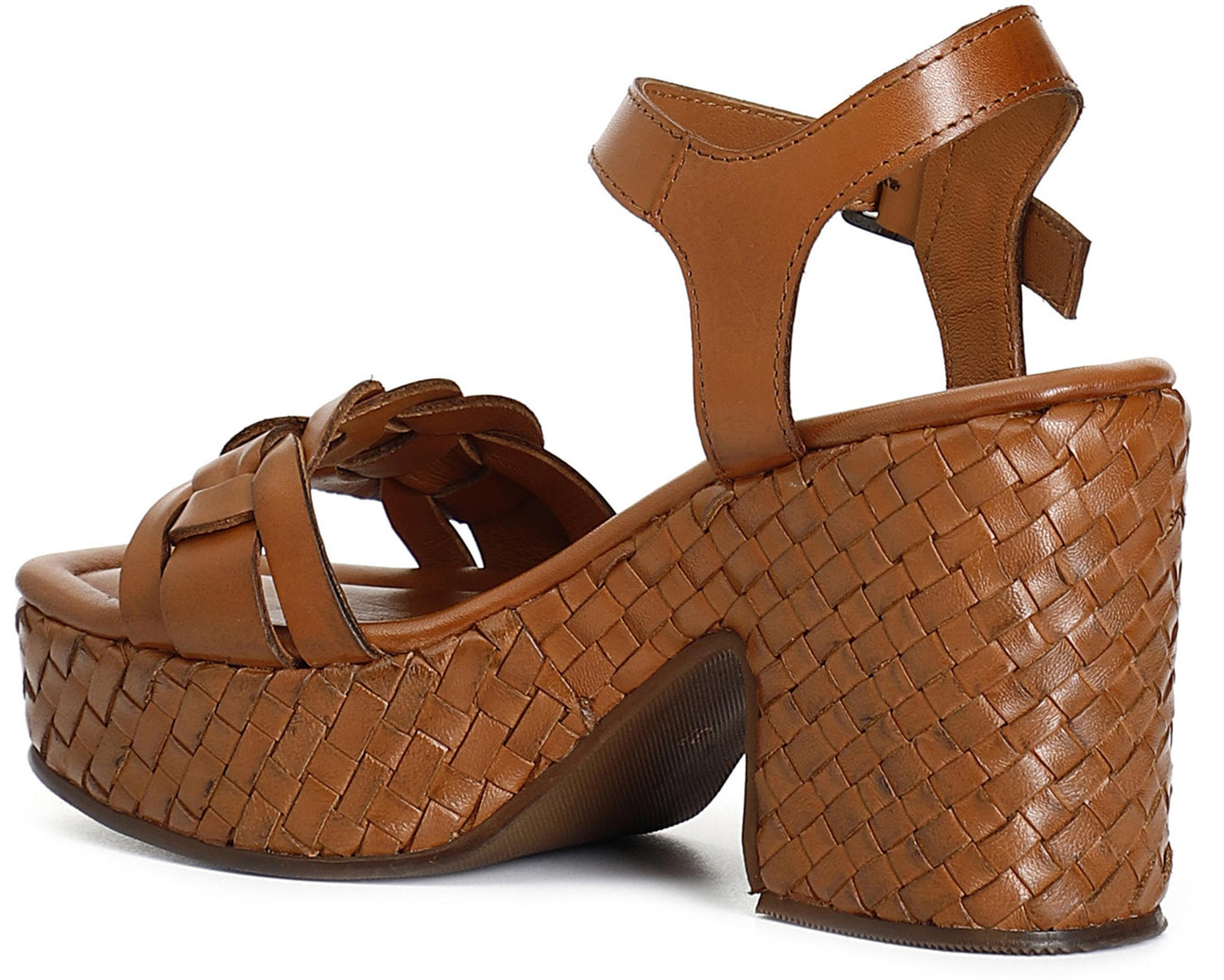 Sandali CafèNoir HL1051 in pelle zeppa fasciata marrone