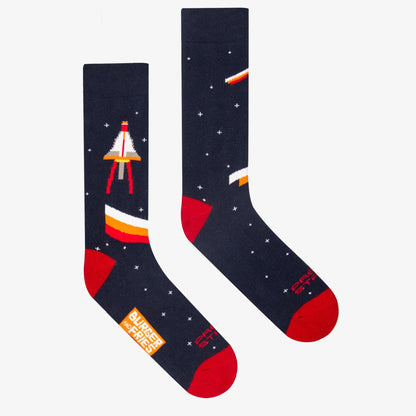 Calze Games Socks BF1006 "Rocket in the Space" Socks Burger and Fries