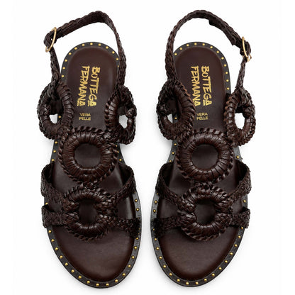 Sandali Bottega Fermana S7LI tacco flat donna | Pelle Marrone