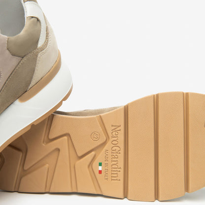 Sneakers NeroGiardini Running Uomo E601100-501 Beige | Comode Made in Italy