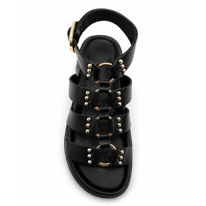 Sandali INUOVO D51013 Donna con Fibbe alla Schiava | Pelle Nero