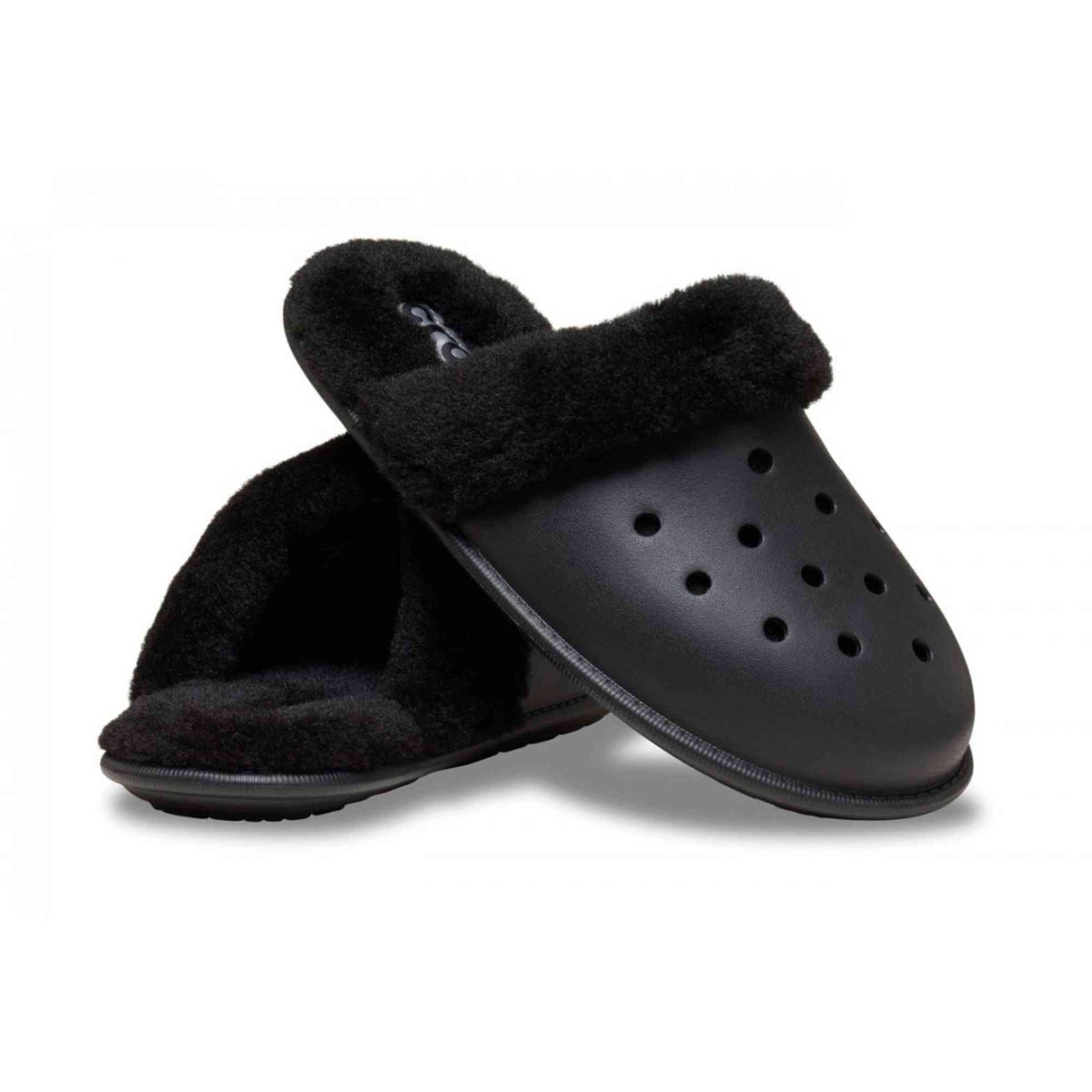 Sabot Classic Fuzz Scuff Crocs nero pelliccia ecologica 212143