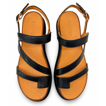 Sandali INUOVO Donna Platform Zeppa A96003 Infrapollice | In Pelle Nero