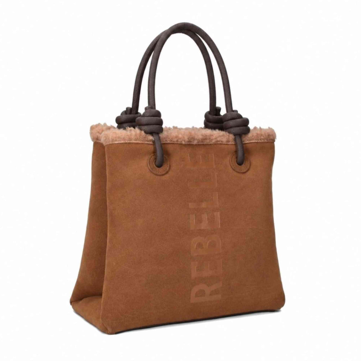Borsa a mano REBELLE ASE MINI FURRY MArrone Mou