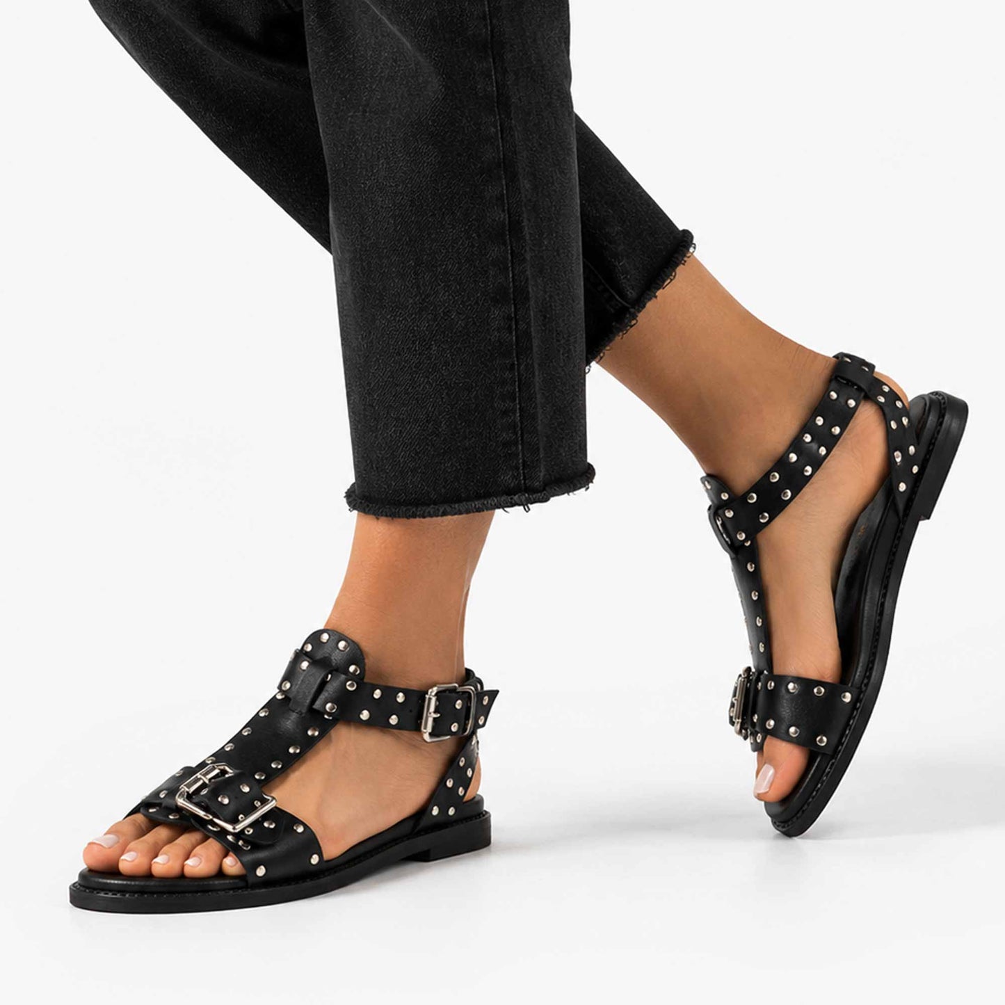 Sandalo Mad Mind 150005 donna nero borchiato