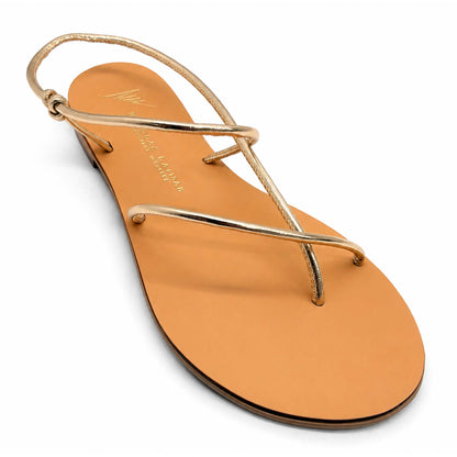 Sandali flat Nicolas Lainas 67G in Pelle oro | Tacco Basso Comodo