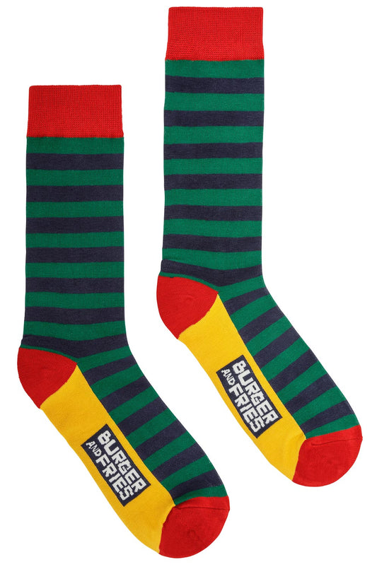 Calze Stripes Socks BF1202 Socks Bruger and Fries verde/blu
