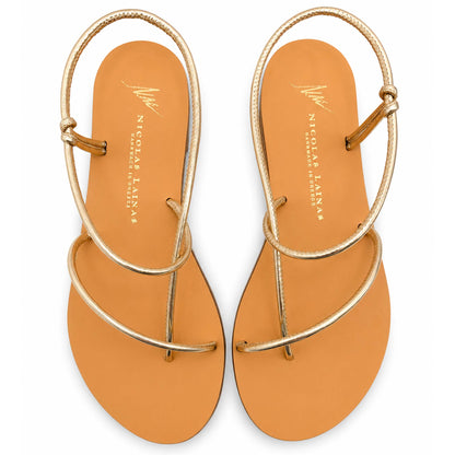 Sandali flat Nicolas Lainas 67G in Pelle oro | Tacco Basso Comodo