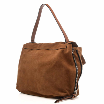 Borsa a spalla REBELLE LAMPETRA camoscio marrone
