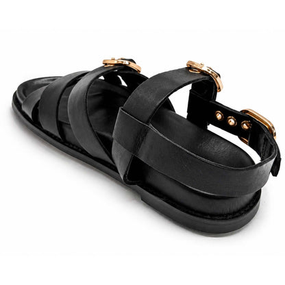 Sandali INUOVO D51006 Donna con Fibbe alla Schiava | Pelle Nero