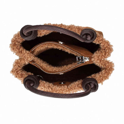 Borsa a mano REBELLE ASE MINI FURRY MArrone Mou