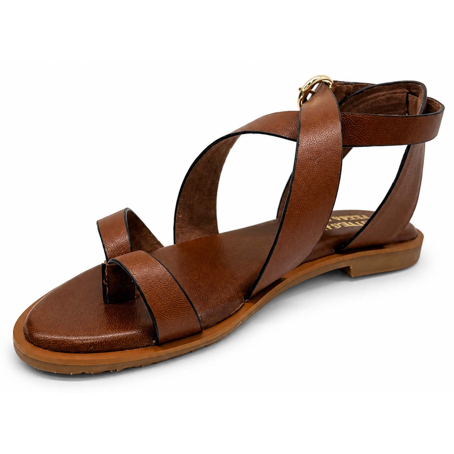 Sandali Bottega Fermana S4BI tacco flat donna | Pelle Marrone