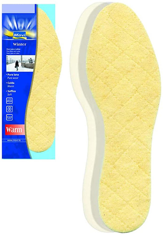 Soletta "Piede Caldo" in pura lana e morbido lattice trapuntato