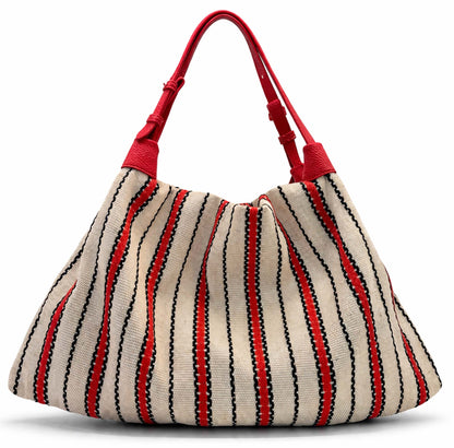 Shopper Borsa Canvas bicolor La Carrie 161M-TX-302-CAS rossa