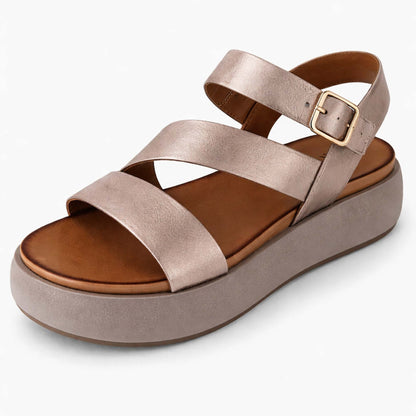 Sandali INUOVO Donna Platform Zeppa A96001 | In Pelle Bronzo