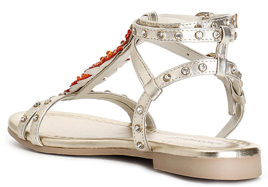 Sandali CafèNoir GG2554 scarpe donna in pelle con accessorio foglia oro