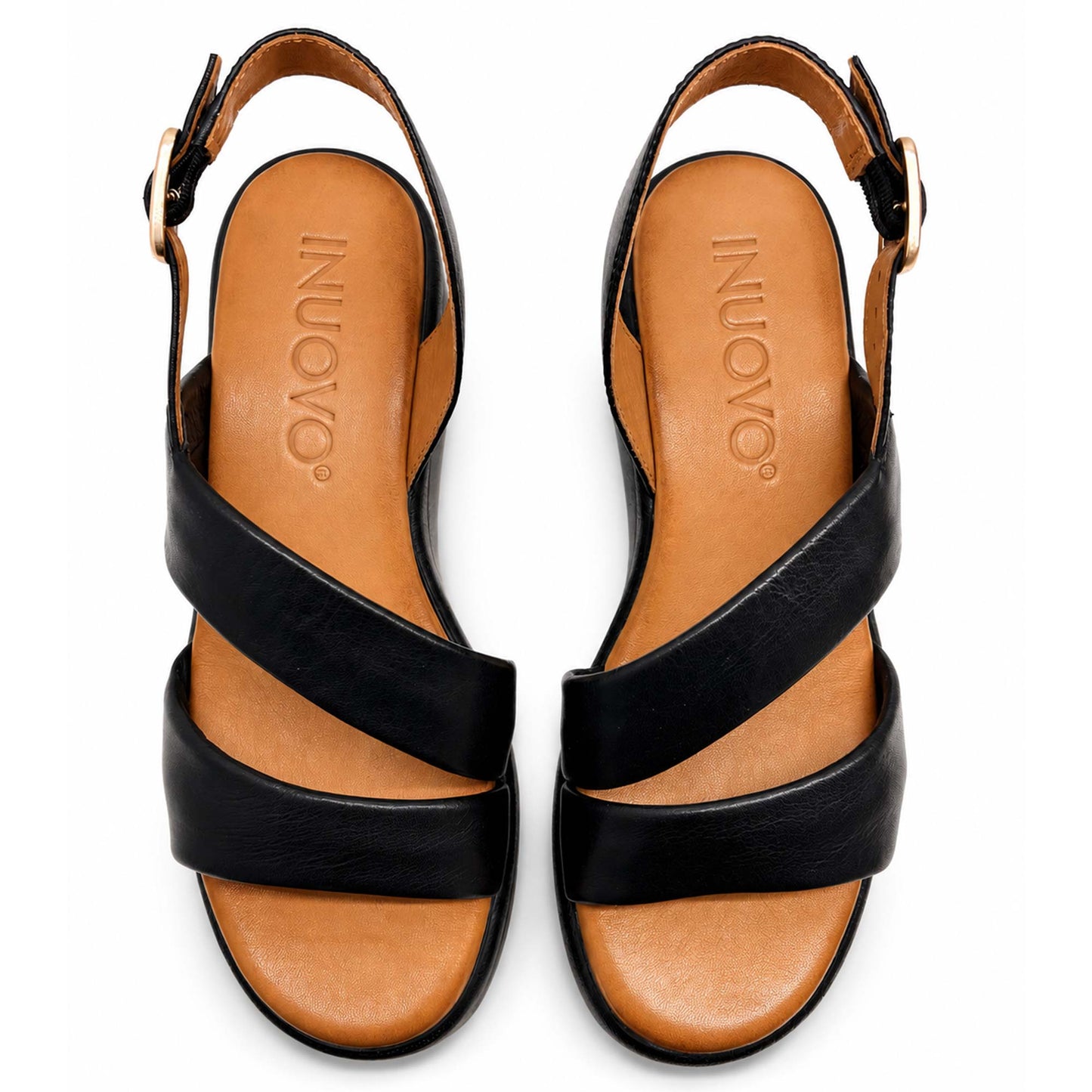 Sandali INUOVO Donna Zeppa A99023 | In Pelle Nero