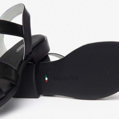 Sandali Nero Giardini Donna Tacco Basso in Pelle Nera | E513400D-100