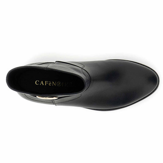 Stivaletto CafèNoir FB1500 scarpe donna in pelle con accessorio ovale nero
