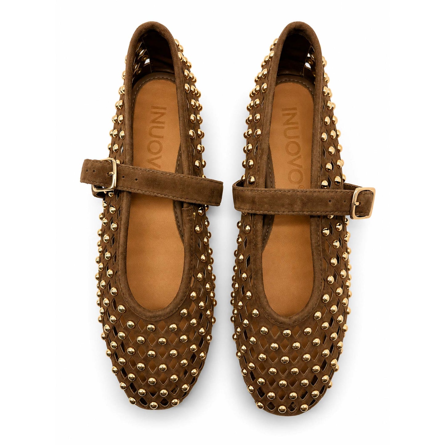 Ballerine INUOVO Donna Flat in Pelle CNK003 | Nubuck Traforato Marrone