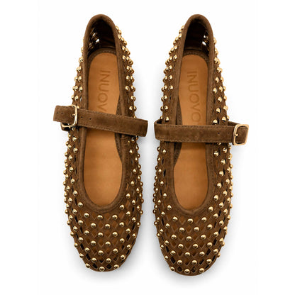 Ballerine INUOVO Donna Flat in Pelle CNK003 | Nubuck Traforato Marrone