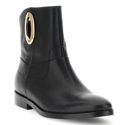 Stivaletto CafèNoir FB1500 scarpe donna in pelle con accessorio ovale nero