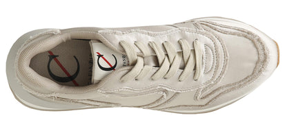 Sneaker CafèNoir DL9000 tessuto sfrangiato champagne