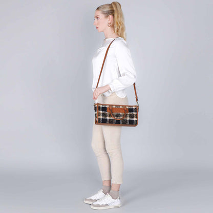Minibag CafèNoir NQ0926 in tessuto tartan