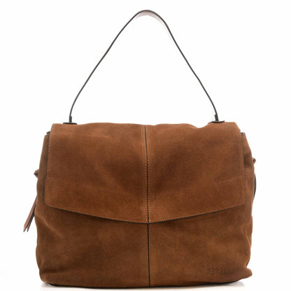 Borsa a spalla REBELLE LAMPETRA camoscio marrone