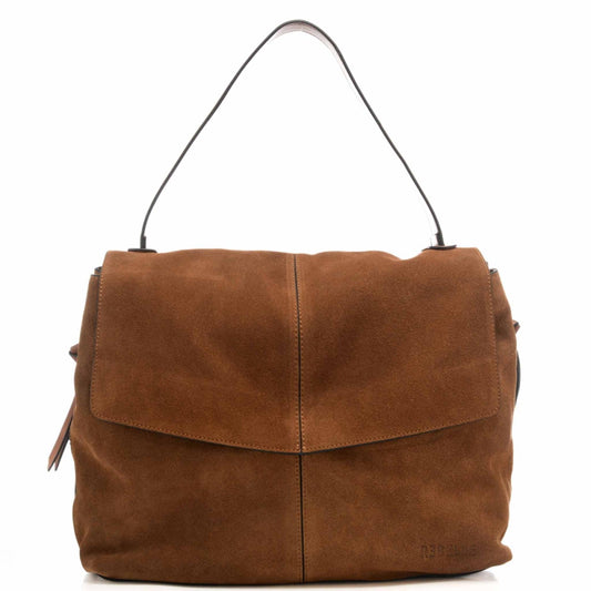 Borsa a spalla REBELLE LAMPETRA camoscio marrone