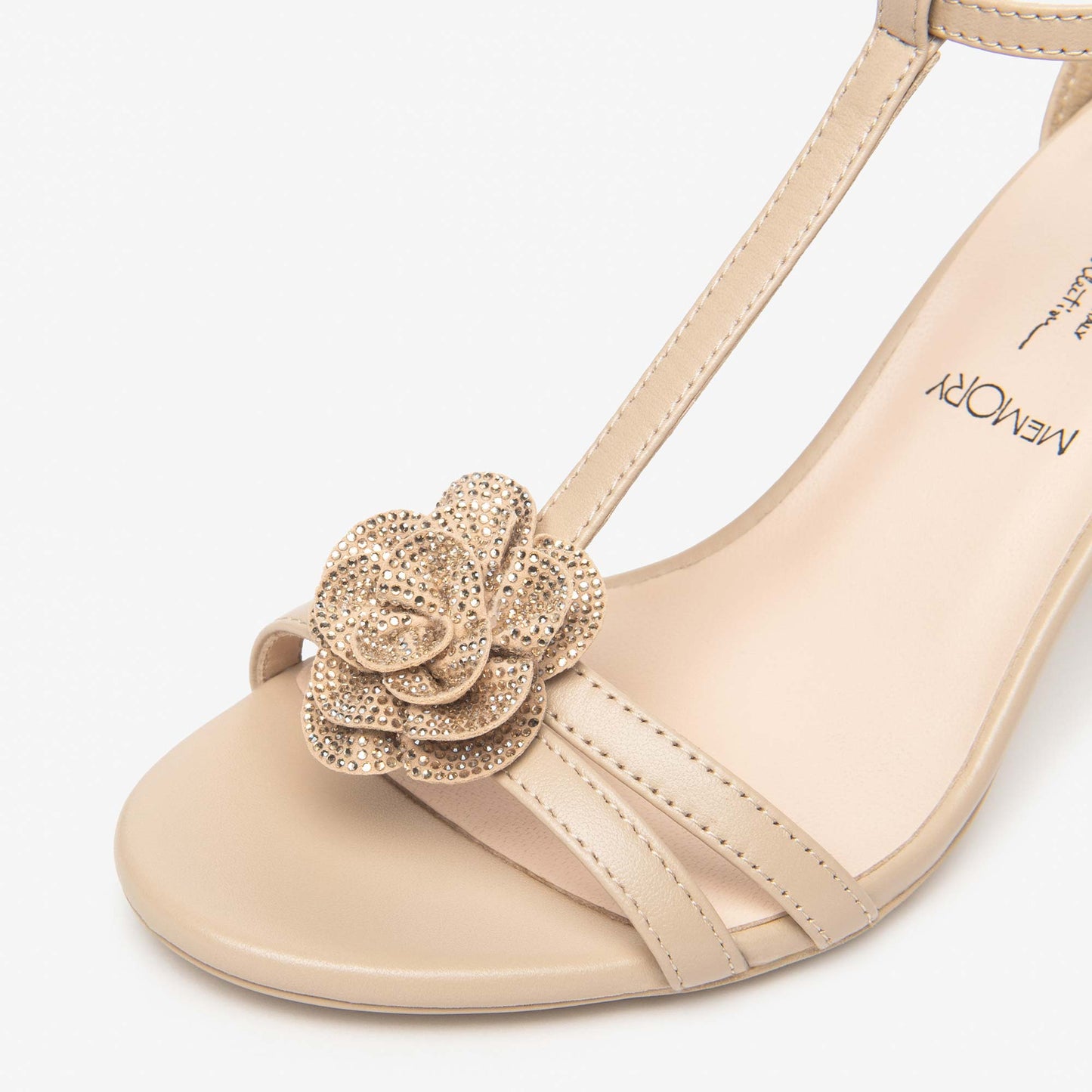 Sandali NeroGiardini Donna Tacco Alto E615642-453 in Pelle Beige | Eleganti con Fiore
