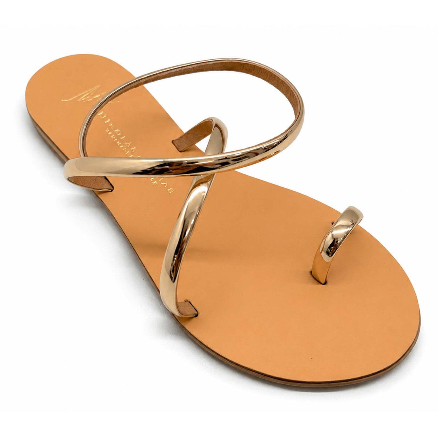 Sandali flat Nicolas Lainas 63T in Pelle oro | Tacco Basso Comodo