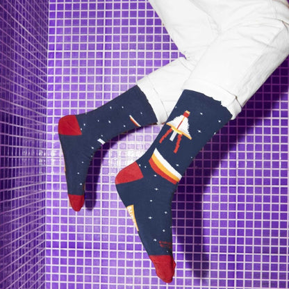 Calze Games Socks BF1006 "Rocket in the Space" Socks Burger and Fries