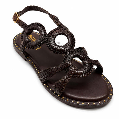 Sandali Bottega Fermana S7LI tacco flat donna | Pelle Marrone